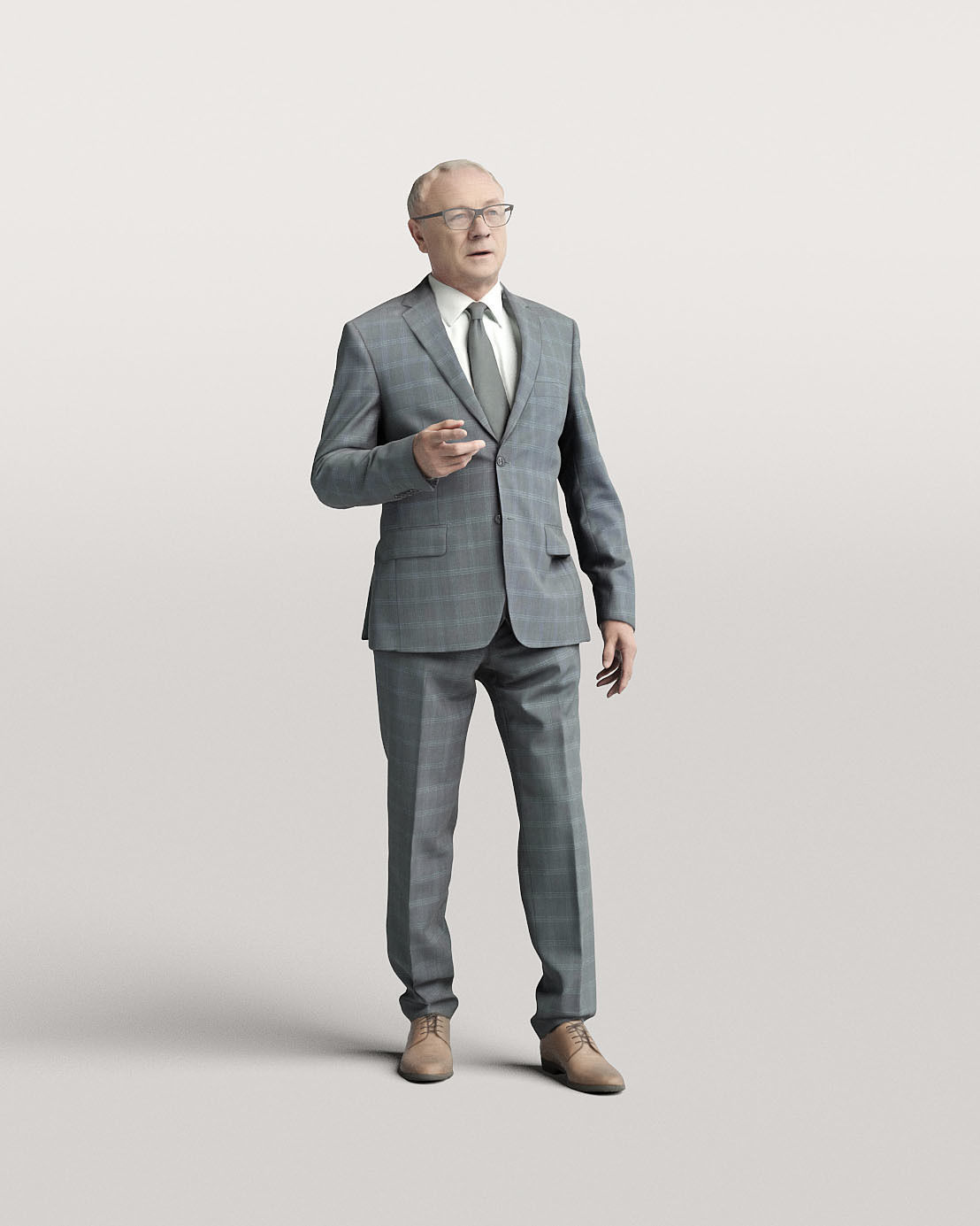 Humano Elegant business man in a suit standing and talking 0111 3D model_1