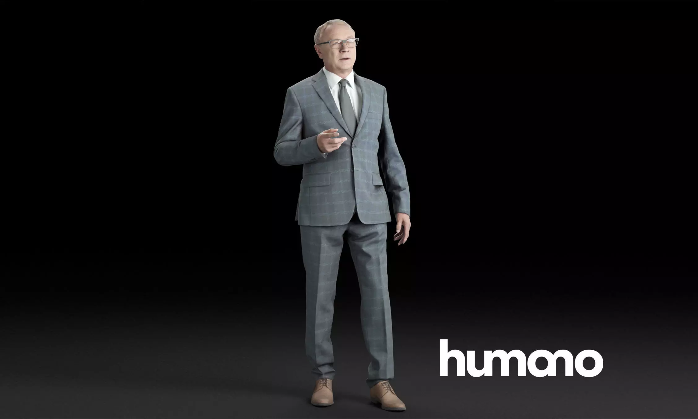 Humano Elegant business man in a suit standing and talking 0111 3D model_0