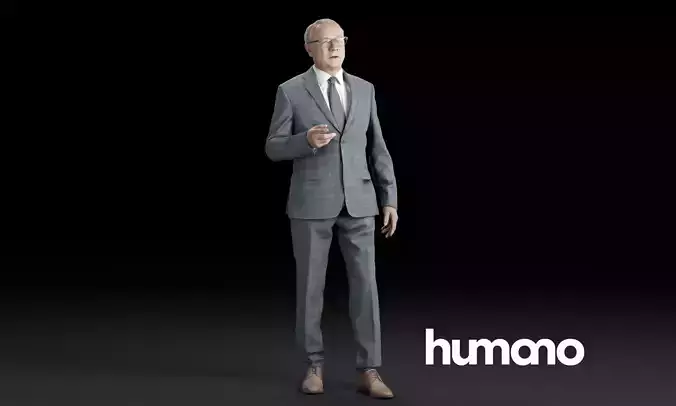 Humano Elegant business man in a suit standing and talking 0111 3D model