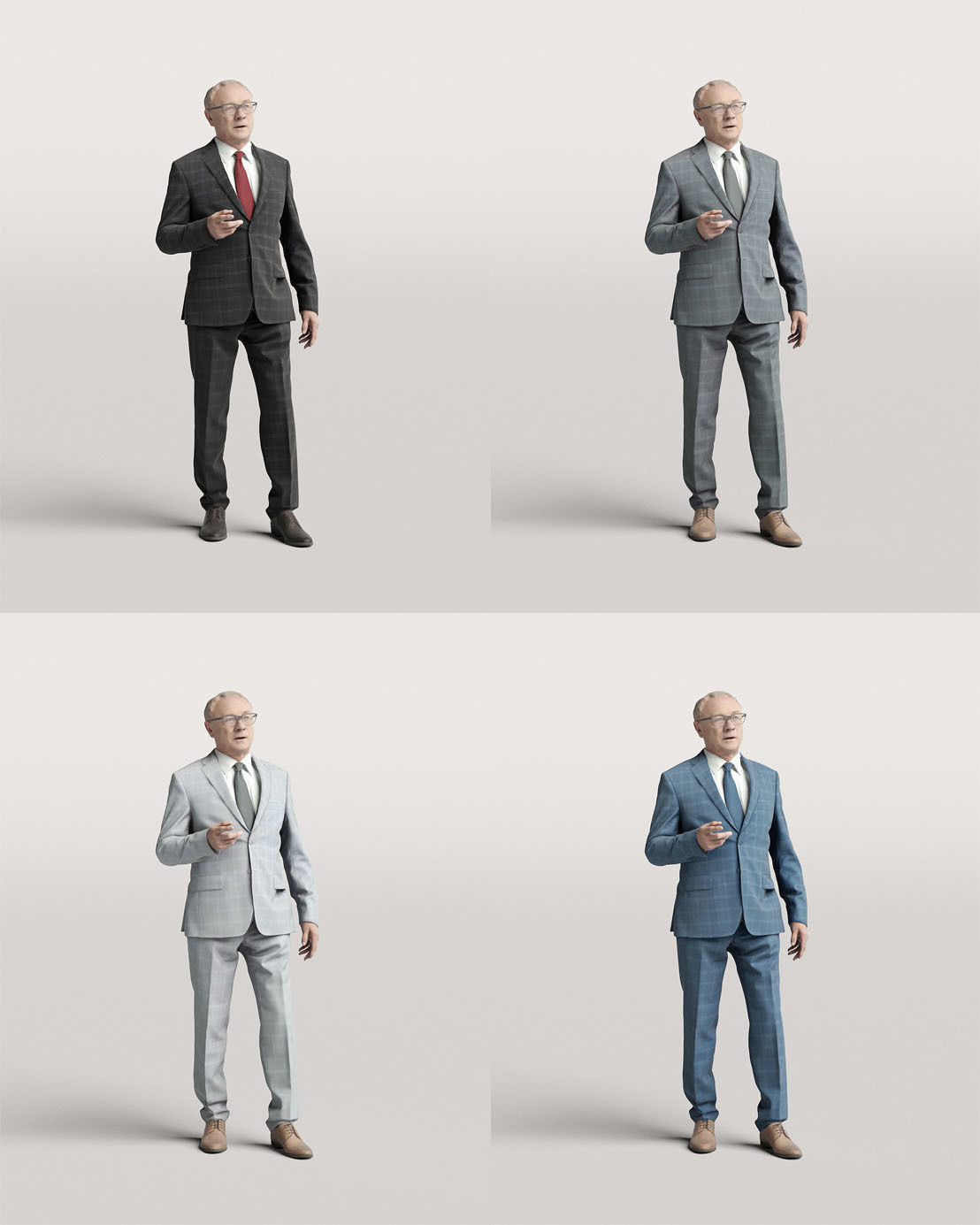 Humano Elegant business man in a suit standing and talking 0111 3D model_4