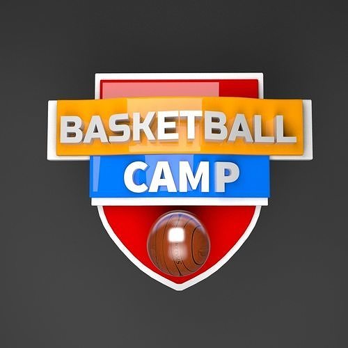 3D Badge basketball camp logo Free low-poly 3D model