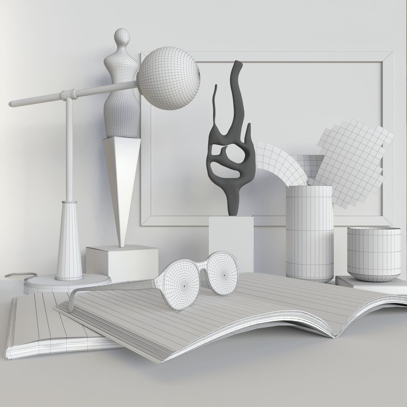 Decorative set of modern 3D model_1