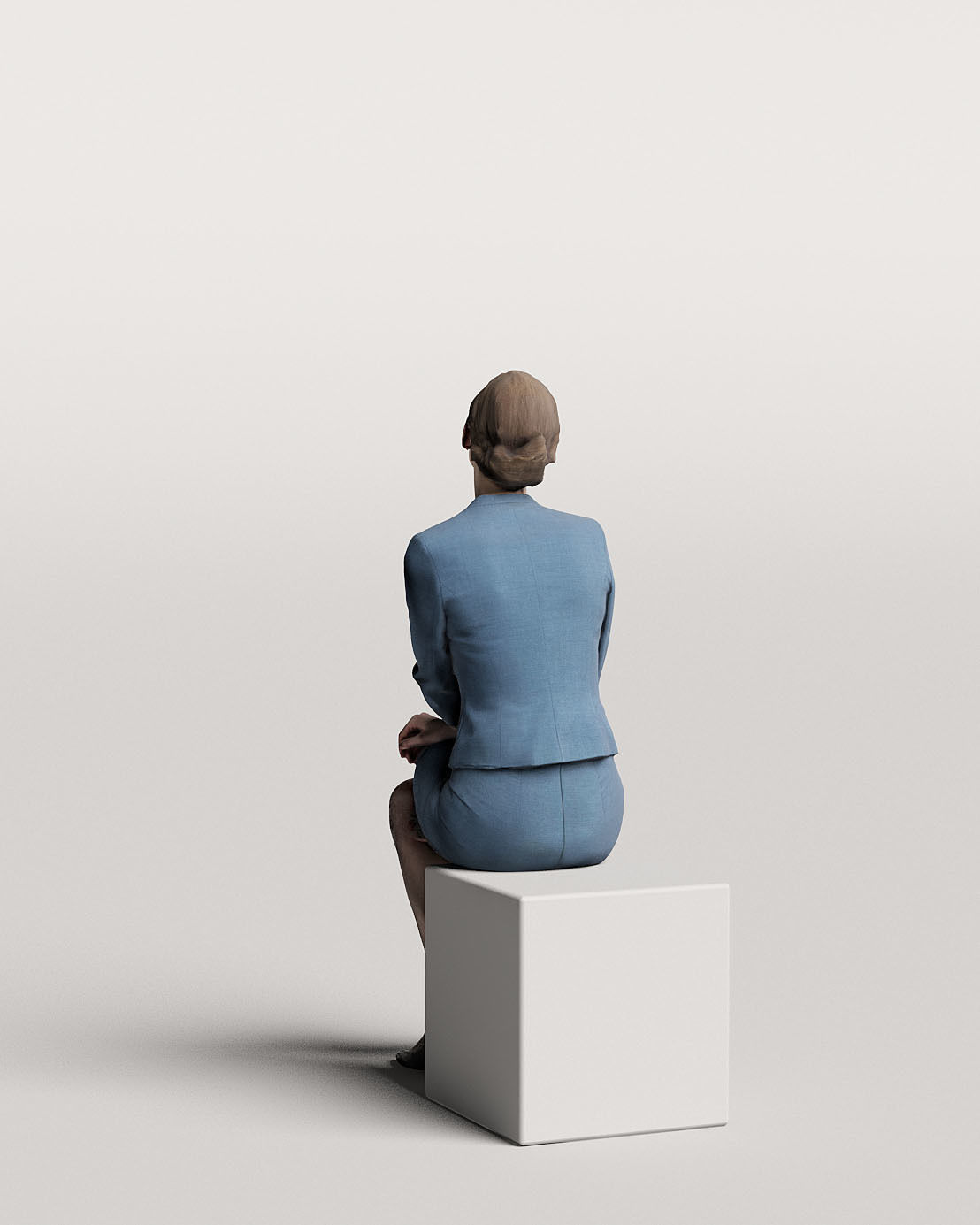 Humano Elegant business woman sitting in a suit 0112 3D model_2