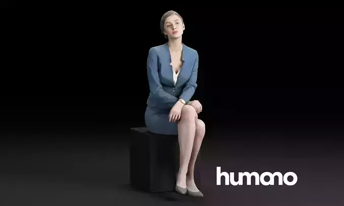 Humano Elegant business woman sitting in a suit 0112 3D model