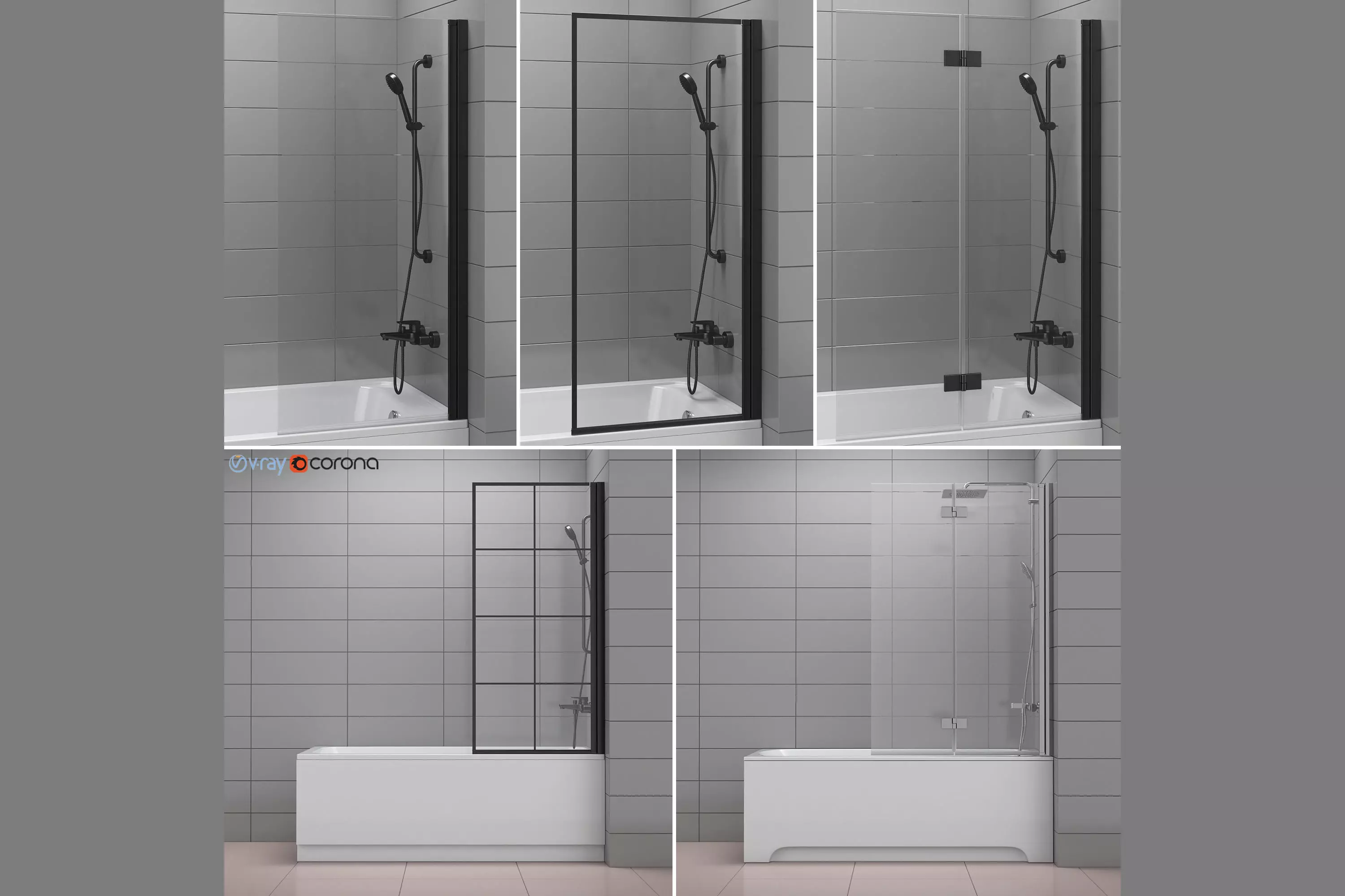 Shutters for baths and baths Radaway and Villeroy Boch set 62 3D model