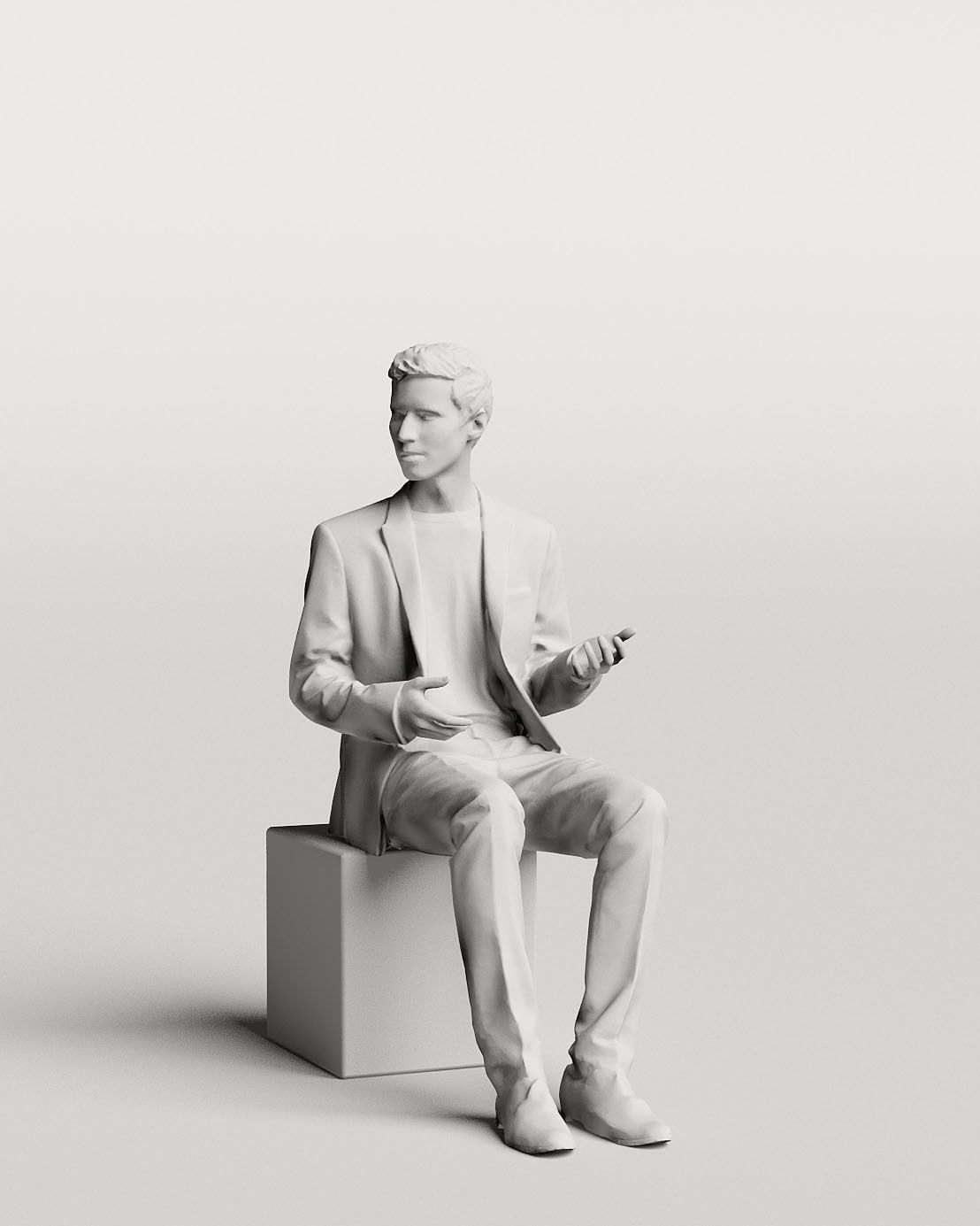 Humano Elegant business man in suit sitting and talking 0114  3D model_3