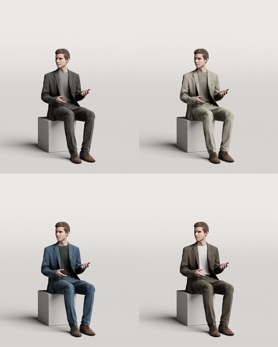 Humano Elegant business man in suit sitting and talking 0114  3D model_4