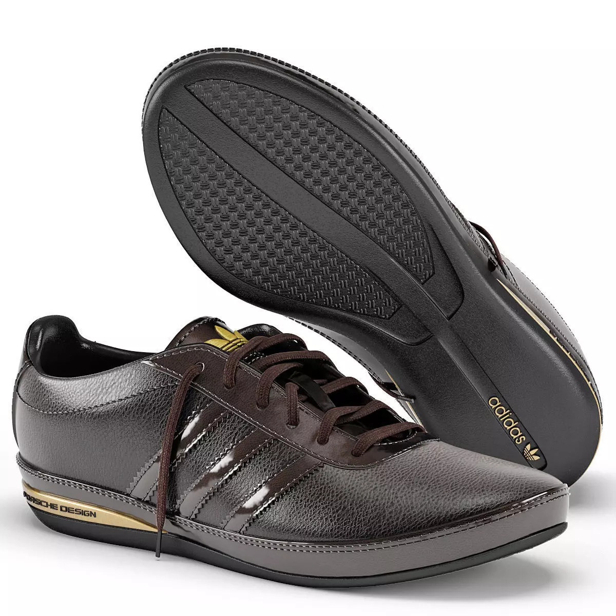adidas Porsche design ダークブラウン　本革 Adidas Porsche Design S3 Leather Brown 3D model | CGTrader