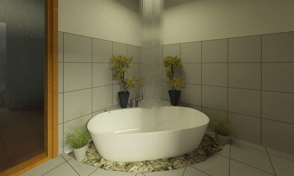 Modern Washroom with Raining Shower   3D model_2