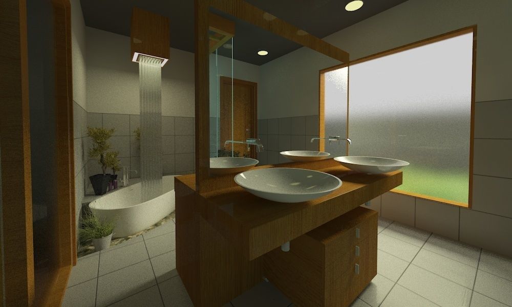Modern Washroom with Raining Shower   3D model_3