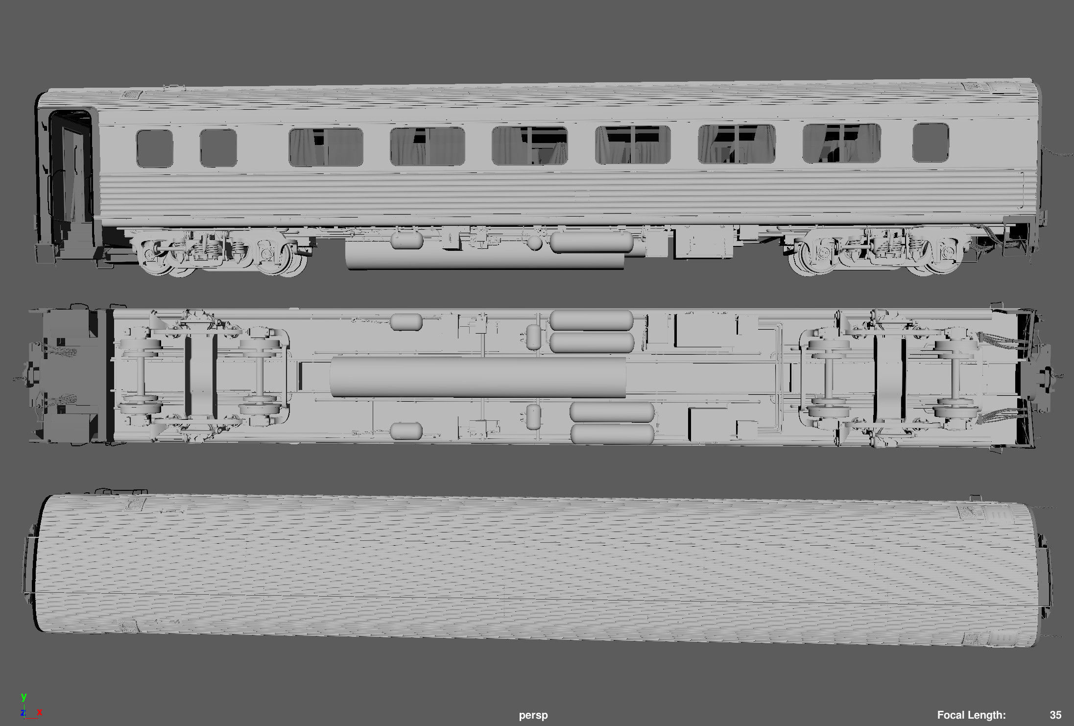 Amtrak Passenger Coach 3D model_6