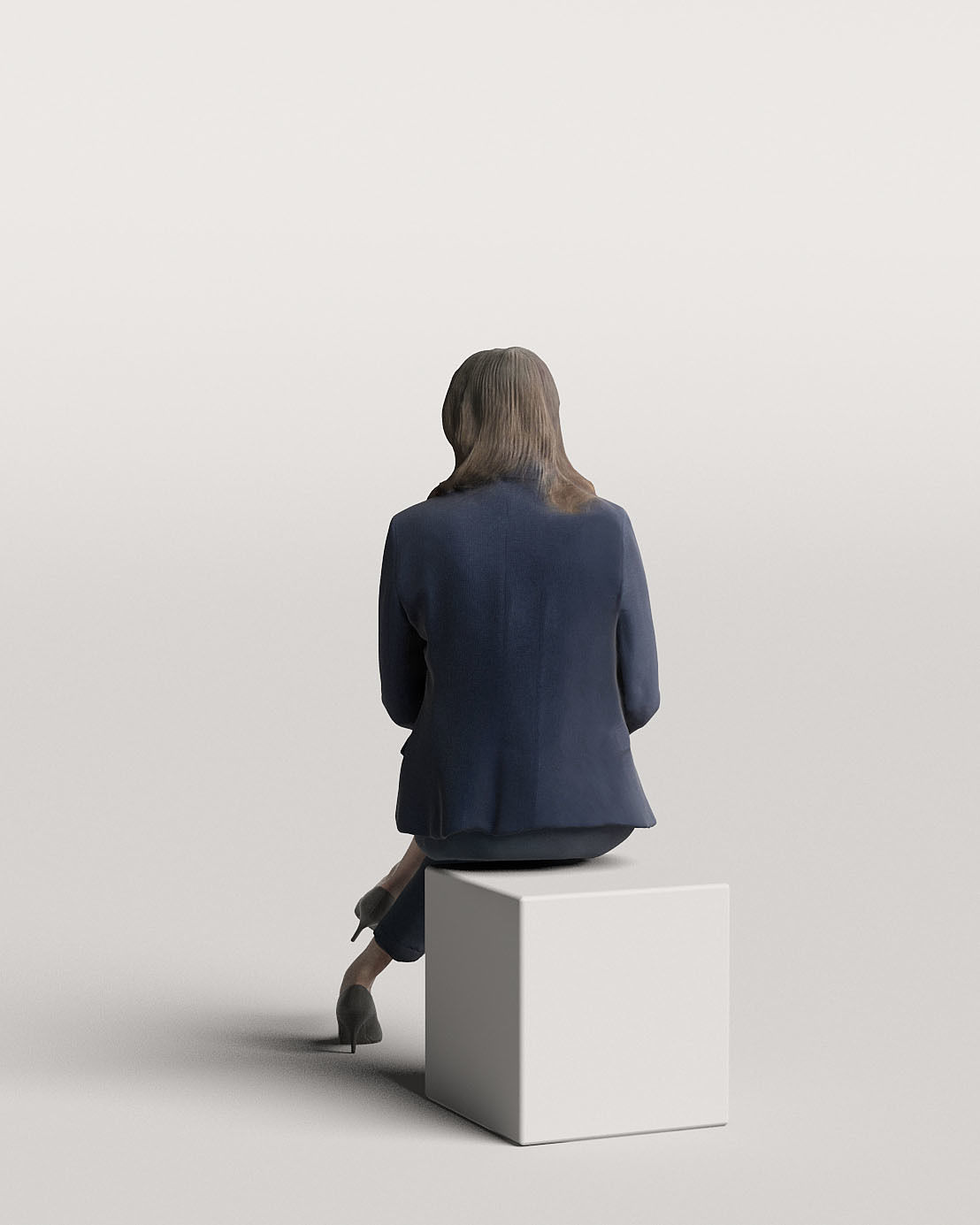 Humano Elegant business woman in suit sitting and looking 0116 3D model_2