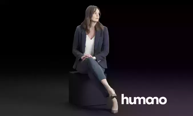 Humano Elegant business woman in suit sitting and looking 0116 3D model