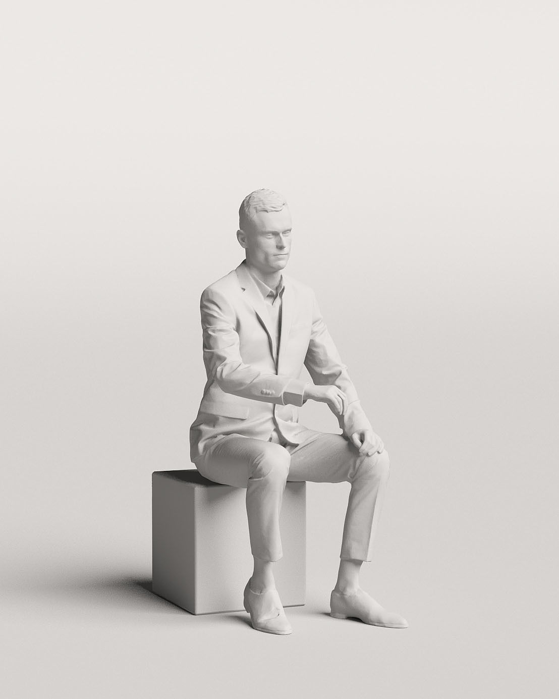 Humano Elegant business man sitting and typing 0117 3D model_3