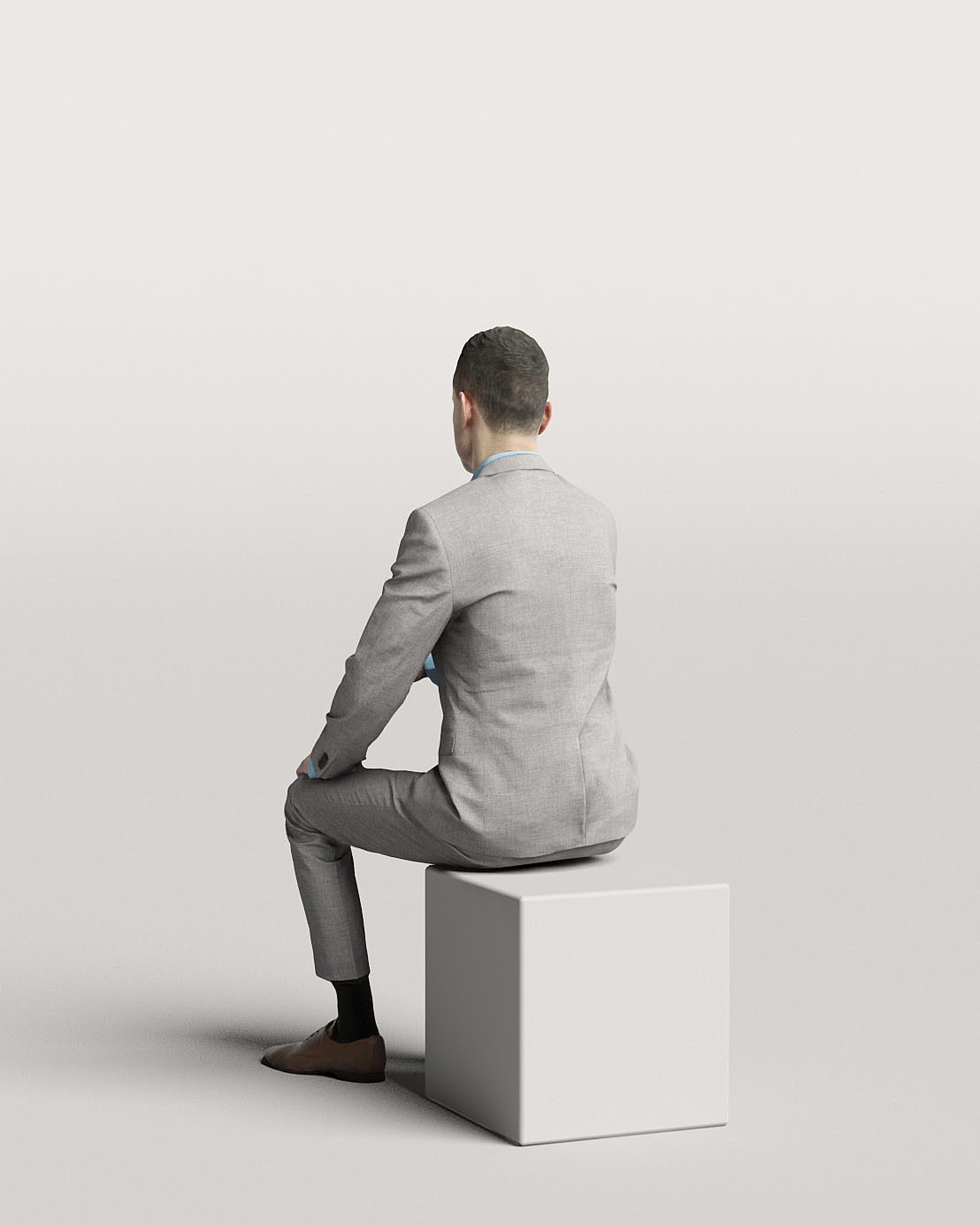 Humano Elegant business man sitting and typing 0117 3D model_2