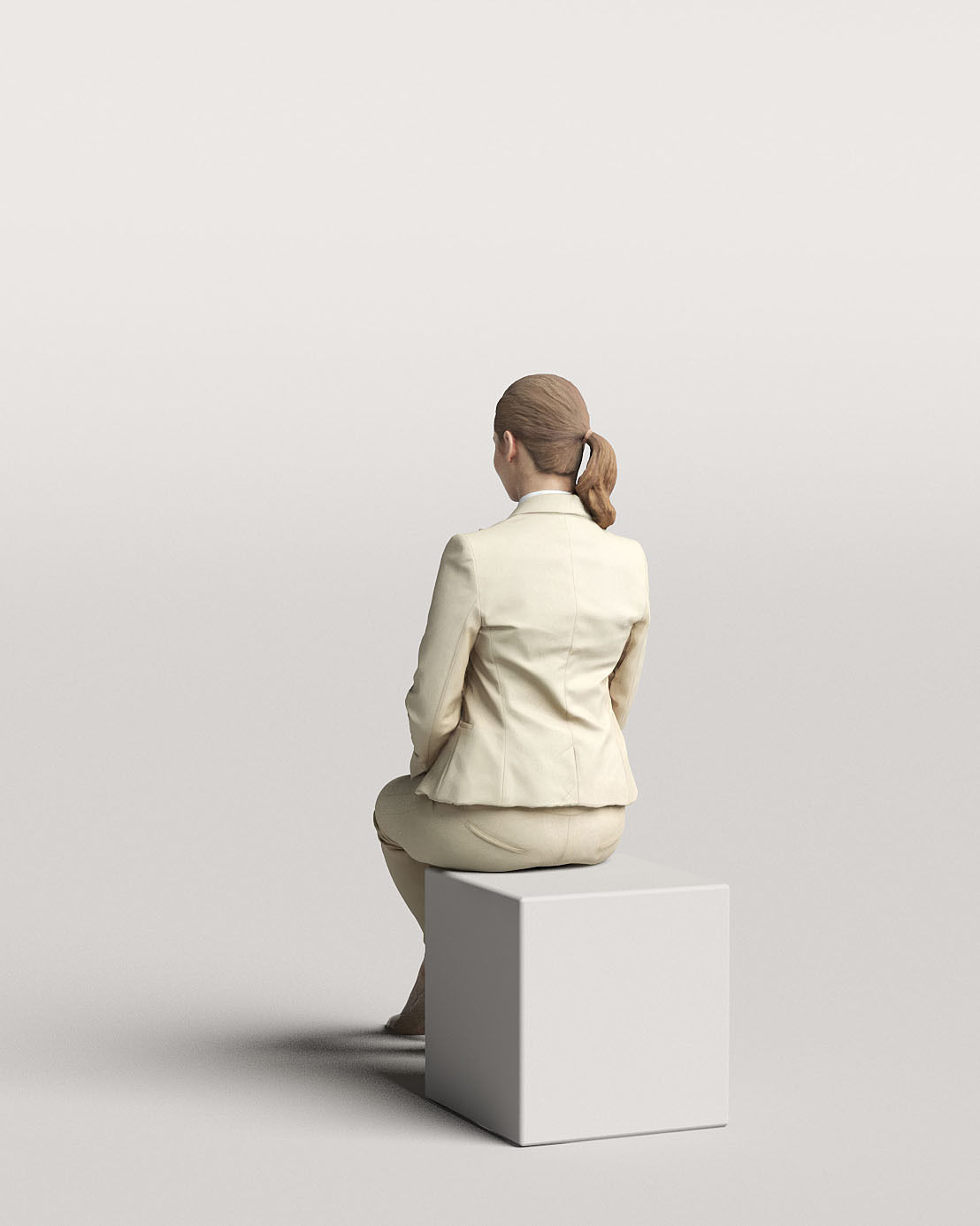Humano Elegant business woman stitting and looking 0118 3D model_2