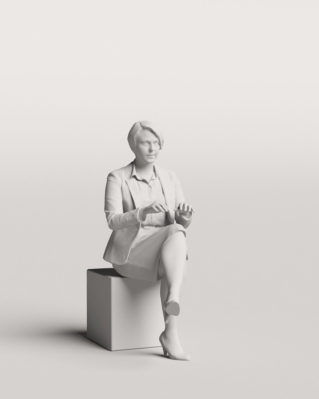Humano Elegant business woman sitting and typing 0119 3D model_3