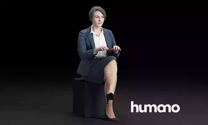 Humano Elegant business woman sitting and typing 0119 3D model