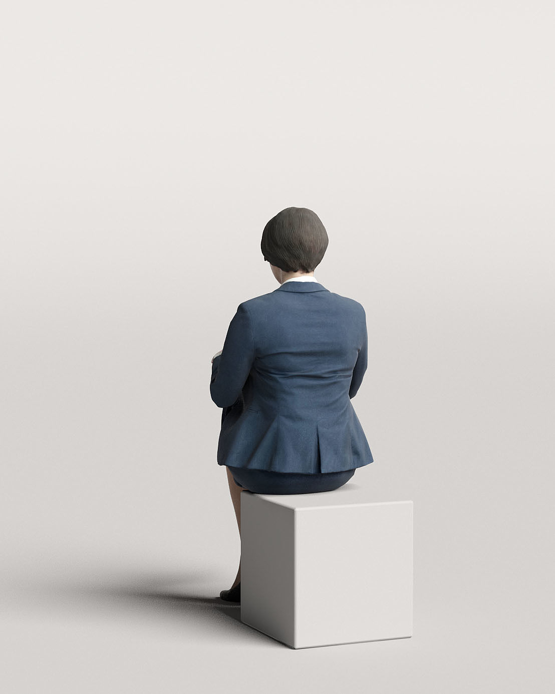 Humano Elegant business woman sitting and typing 0119 3D model_2