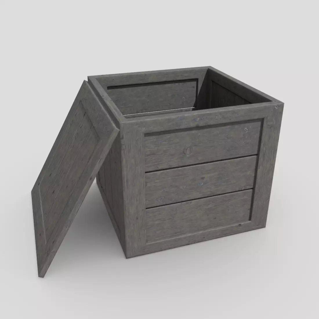 Wooden Box Low-poly 3D model_0
