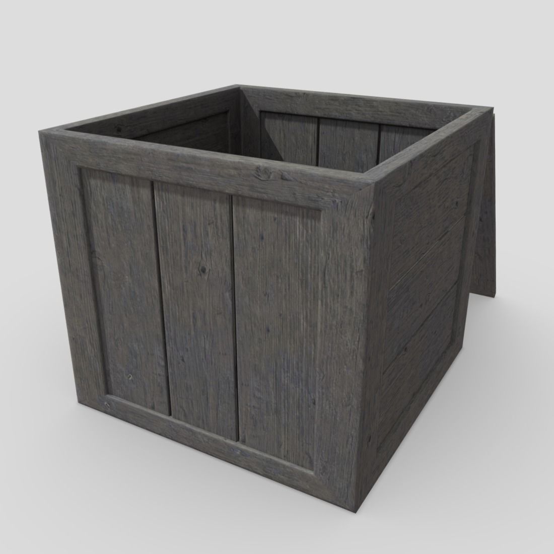 Wooden Box Low-poly 3D model_4