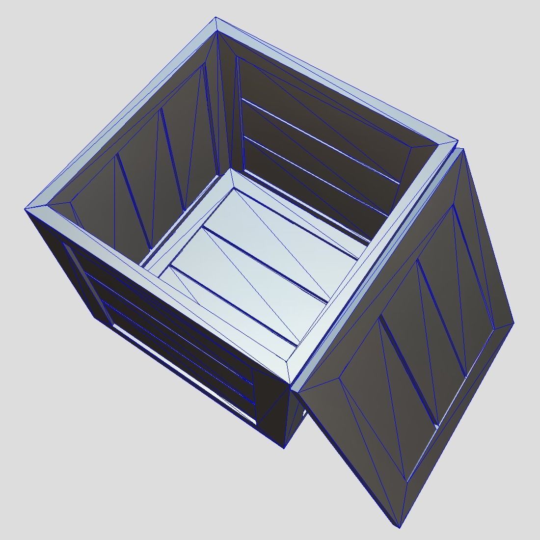 Wooden Box Low-poly 3D model_7