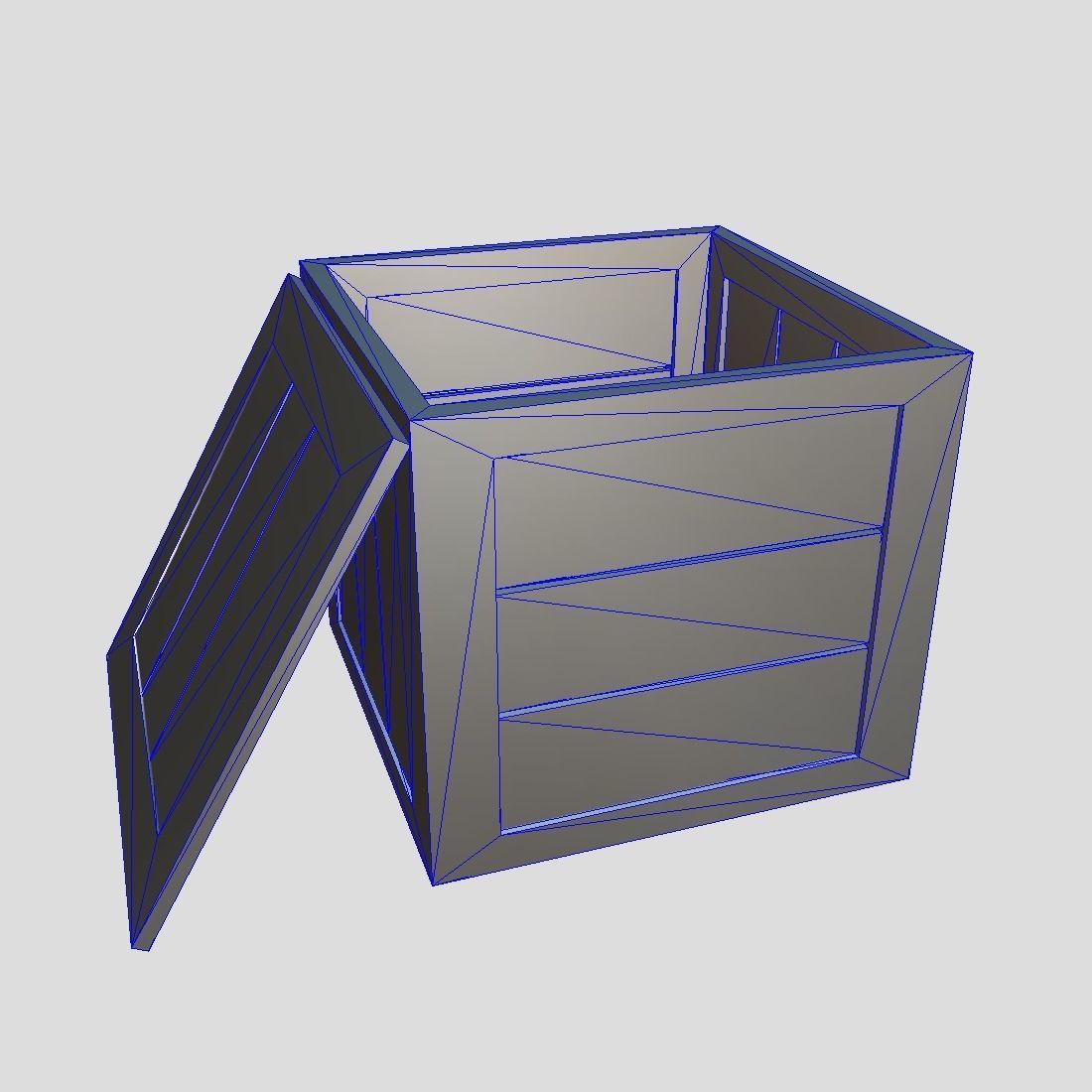 Wooden Box Low-poly 3D model_1