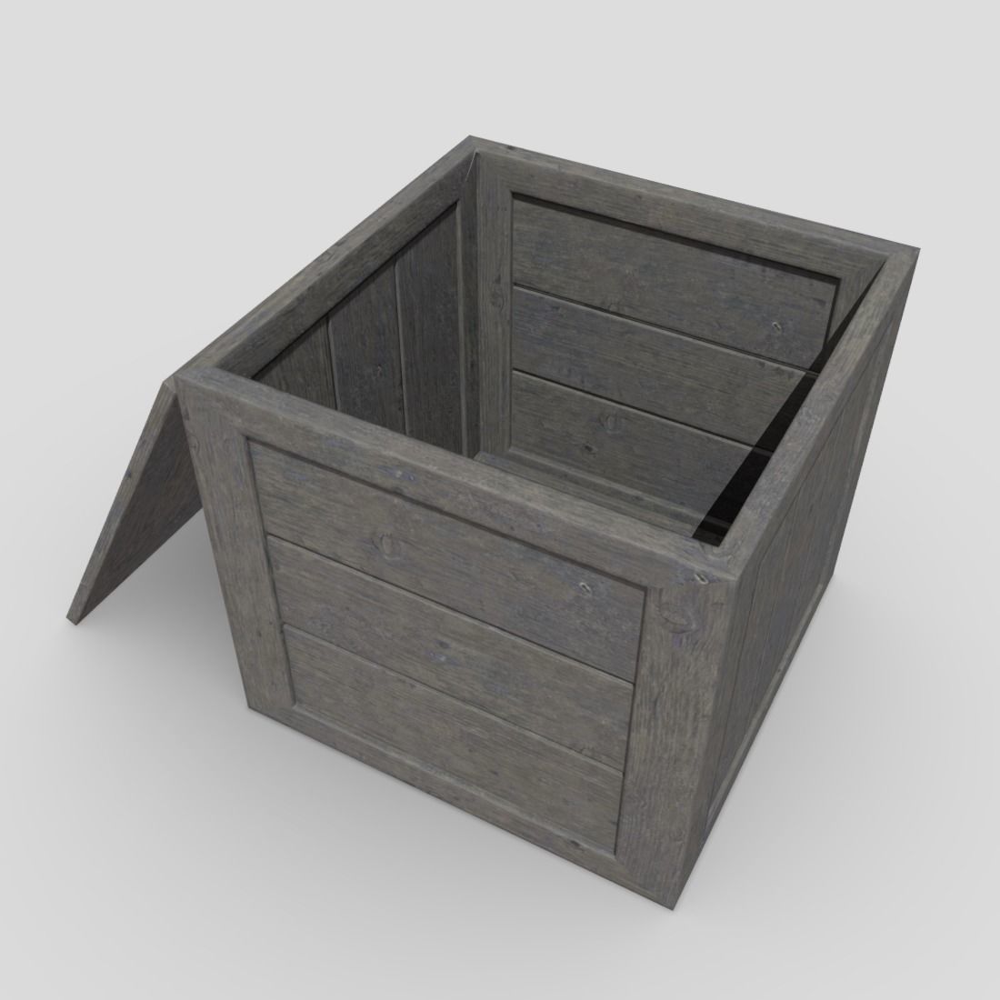 Wooden Box Low-poly 3D model_2
