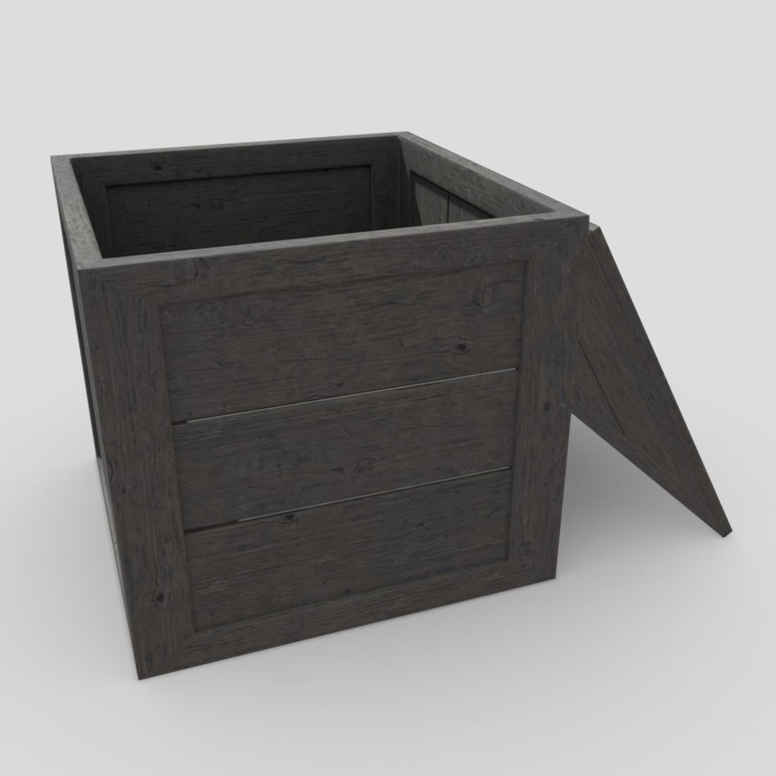 Wooden Box Low-poly 3D model_5