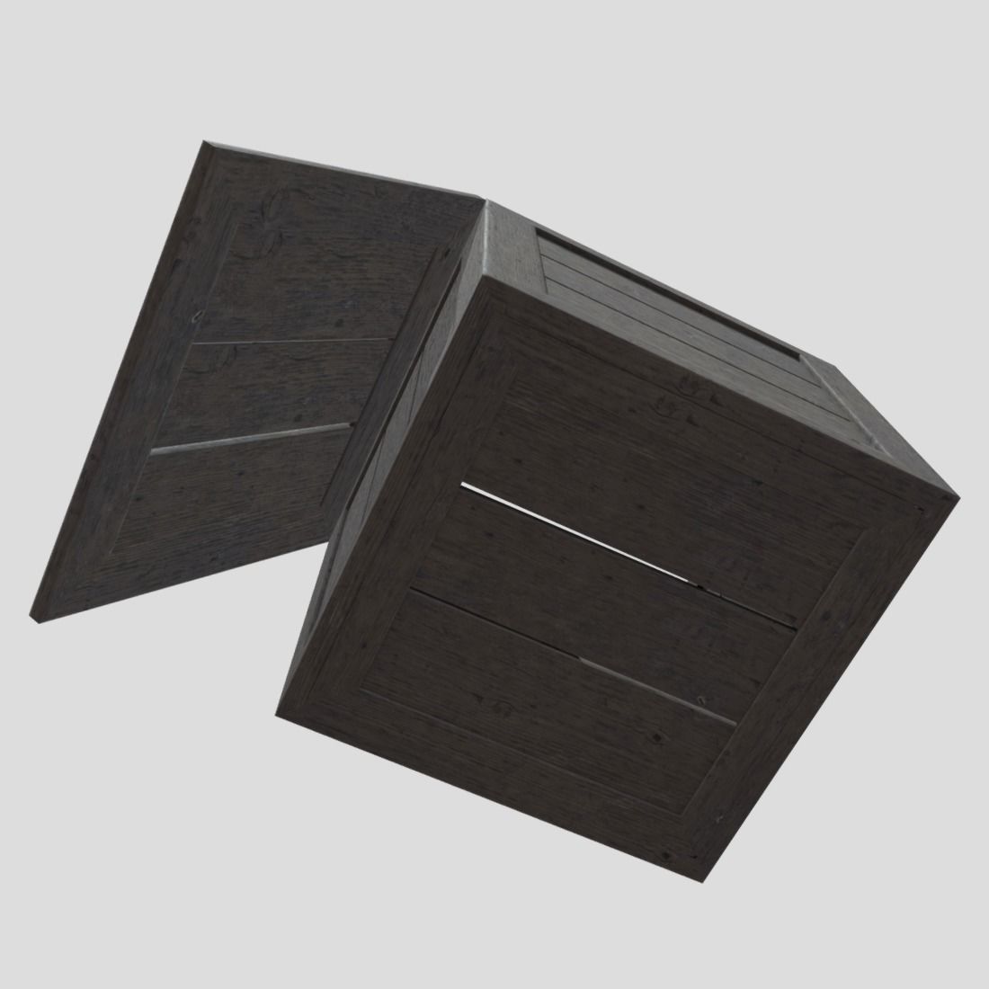 Wooden Box Low-poly 3D model_11