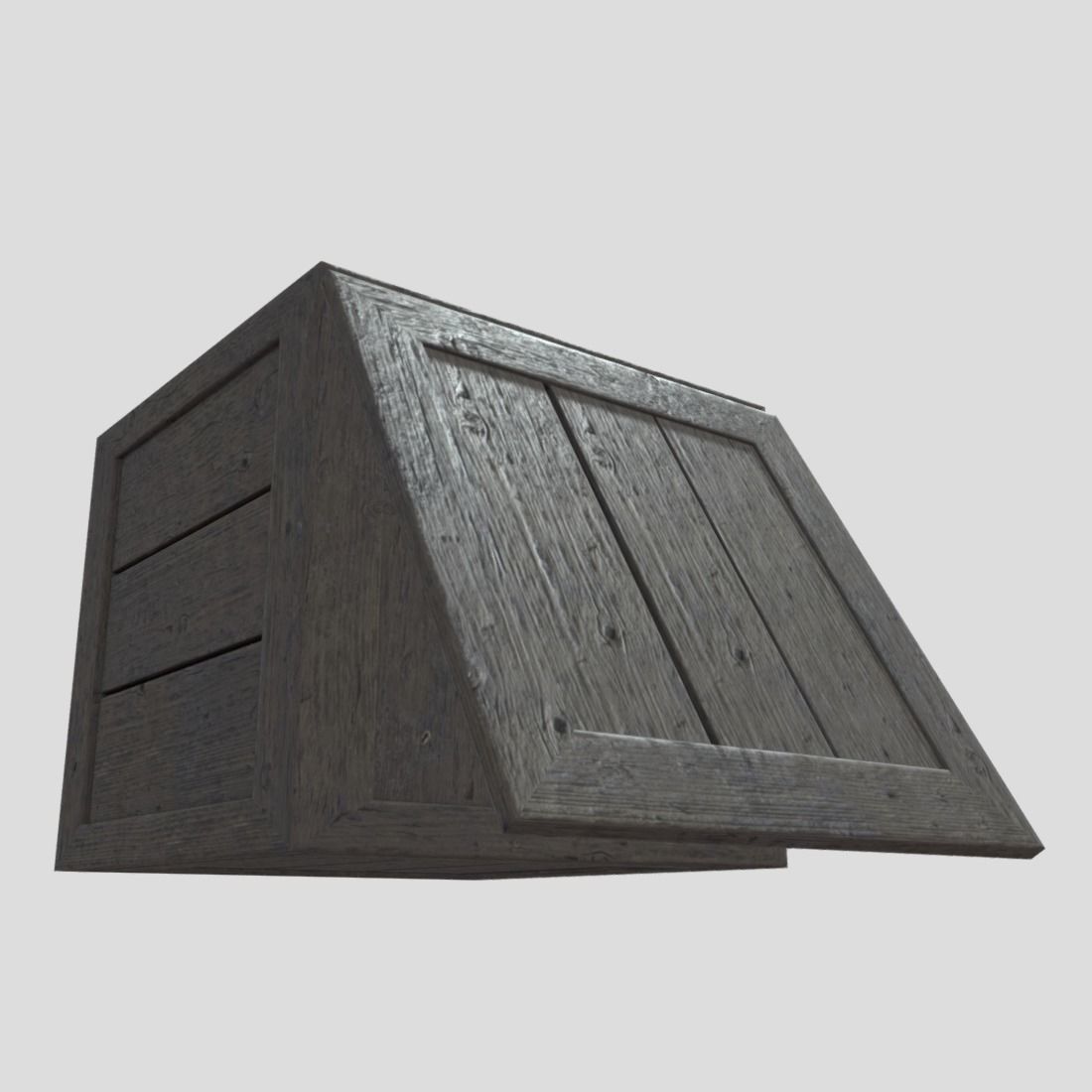 Wooden Box Low-poly 3D model_8