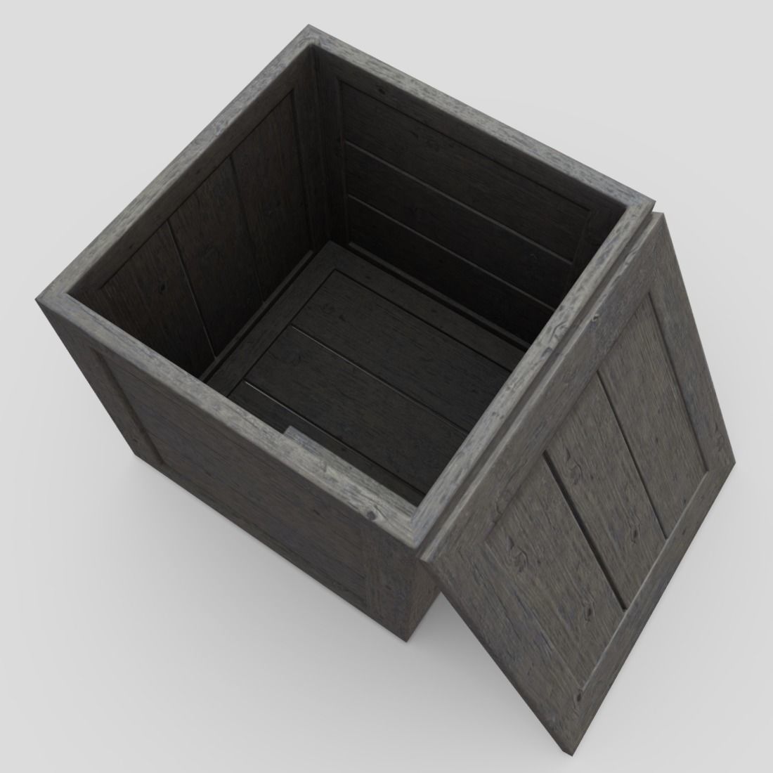 Wooden Box Low-poly 3D model_6
