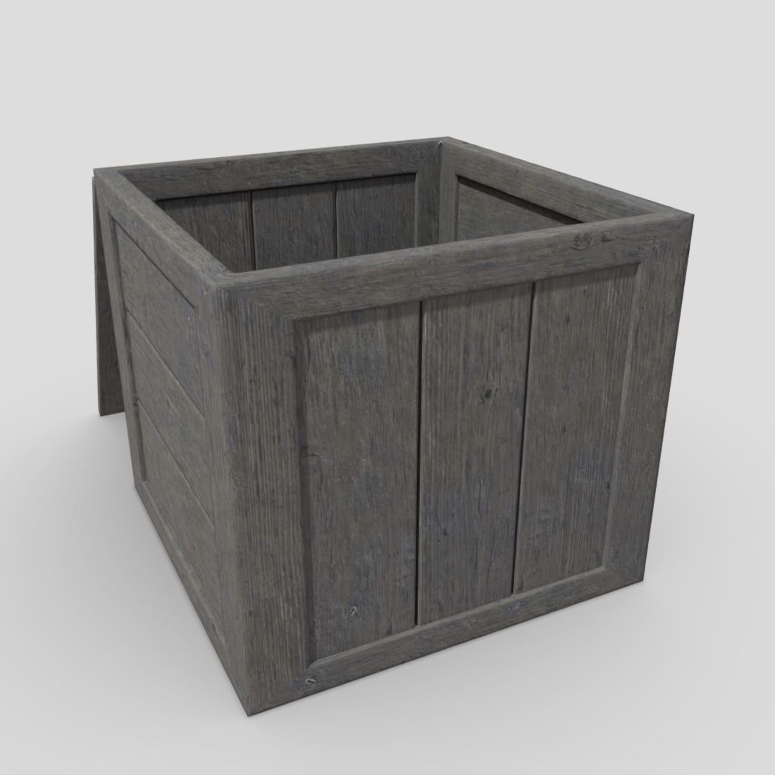 Wooden Box Low-poly 3D model_3