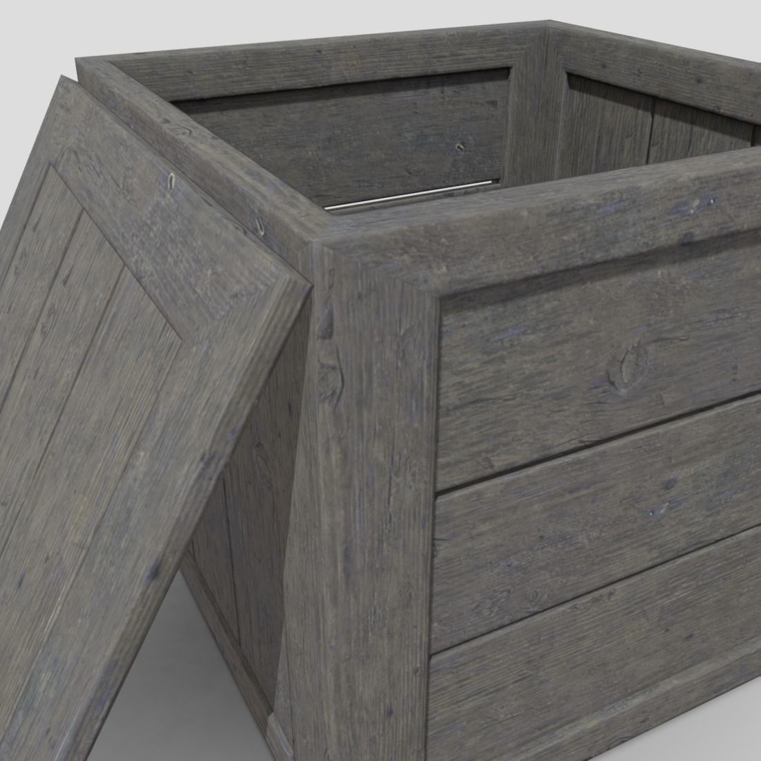 Wooden Box Low-poly 3D model_13