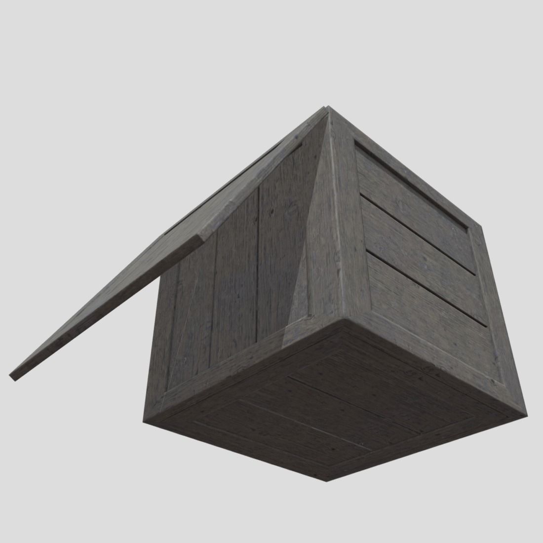 Wooden Box Low-poly 3D model_10
