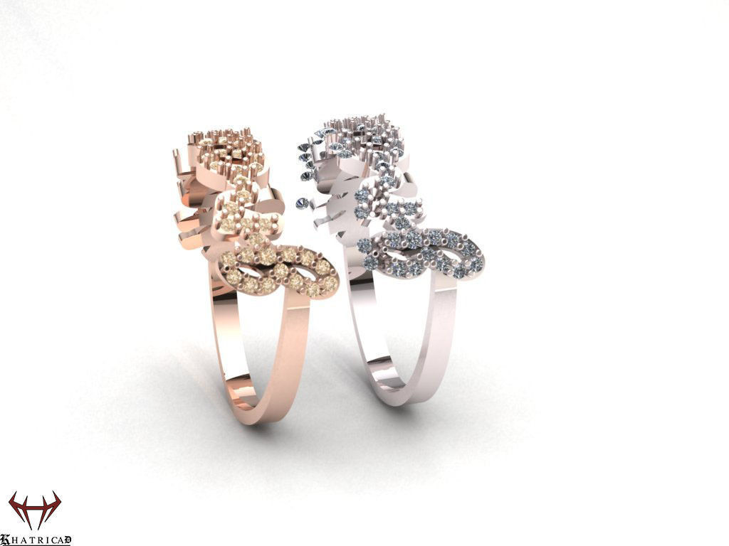 Alphabet Ring 3D print model_3