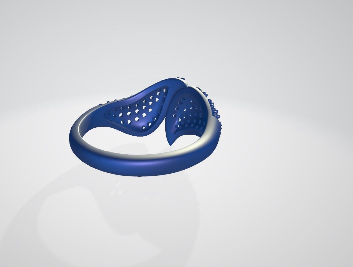 Leaf shape ring  3D print model_8
