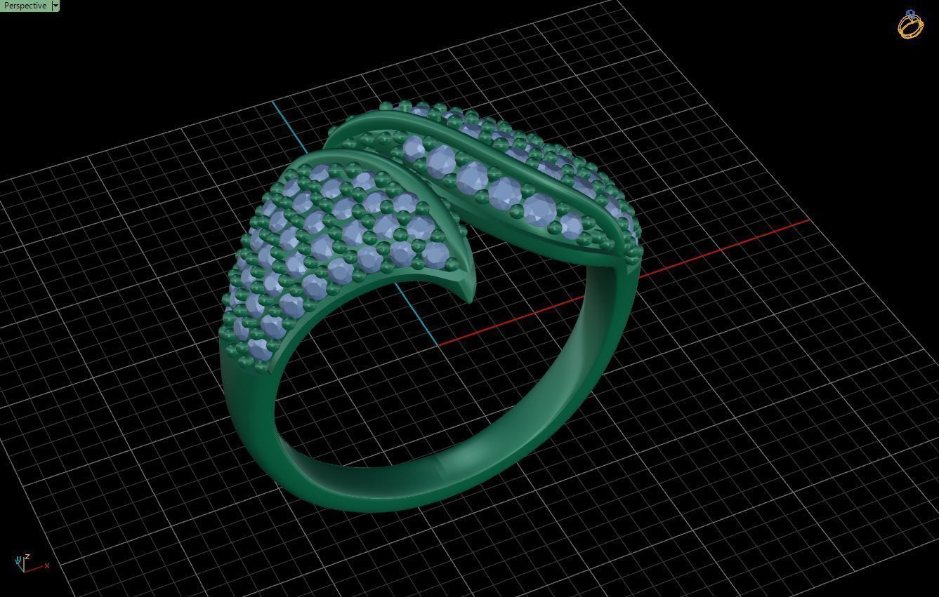 Leaf shape ring  3D print model_3