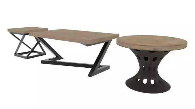 three type of table 3D model