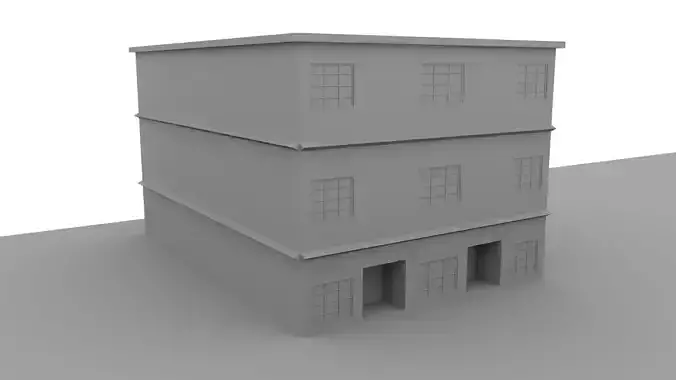 building 3 low poly three story
