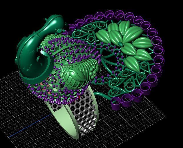  peacock ring   3D print model_3