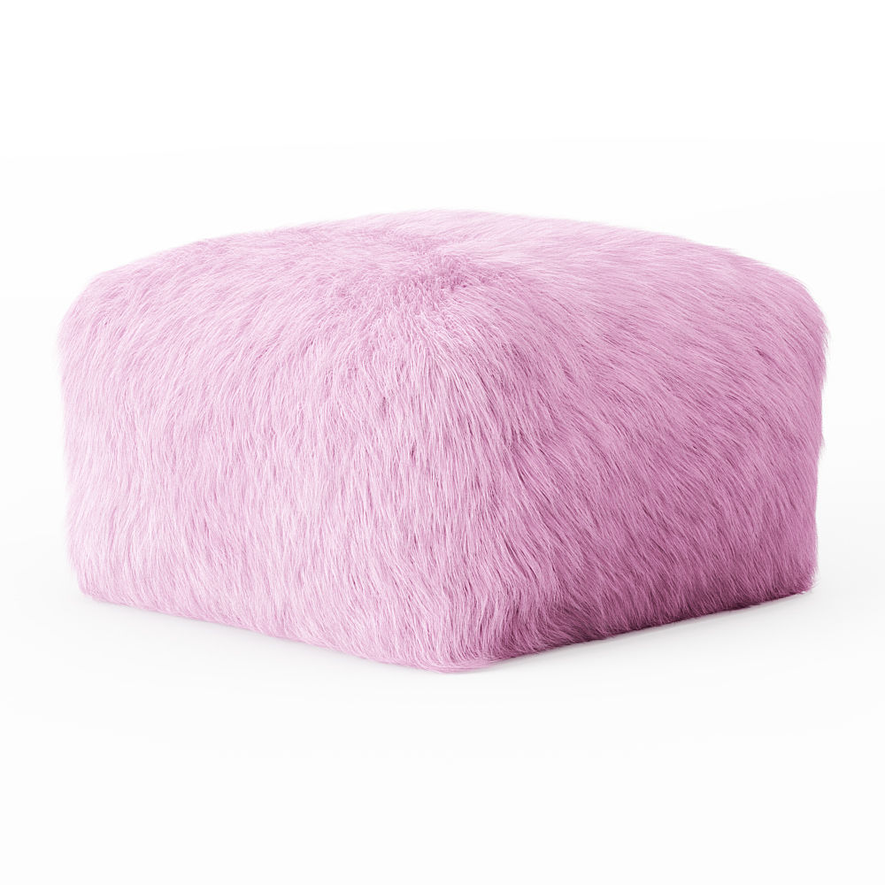 Pouf Youth Faux Fur Light Pink 3D model_2