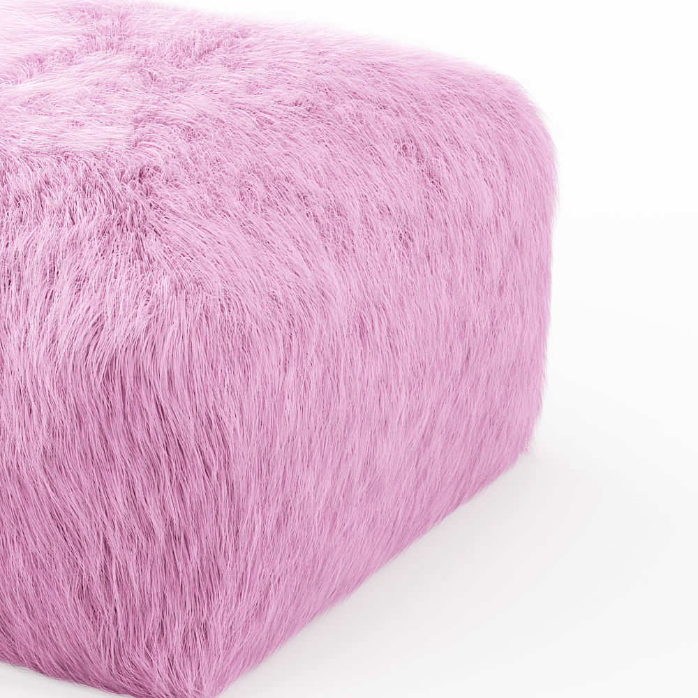 Pouf Youth Faux Fur Light Pink 3D model_3