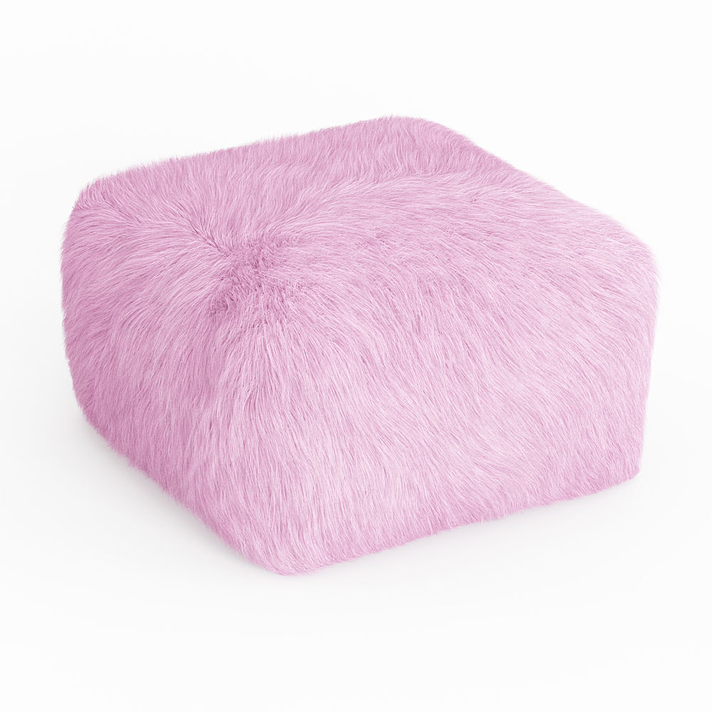 Pouf Youth Faux Fur Light Pink 3D model_1