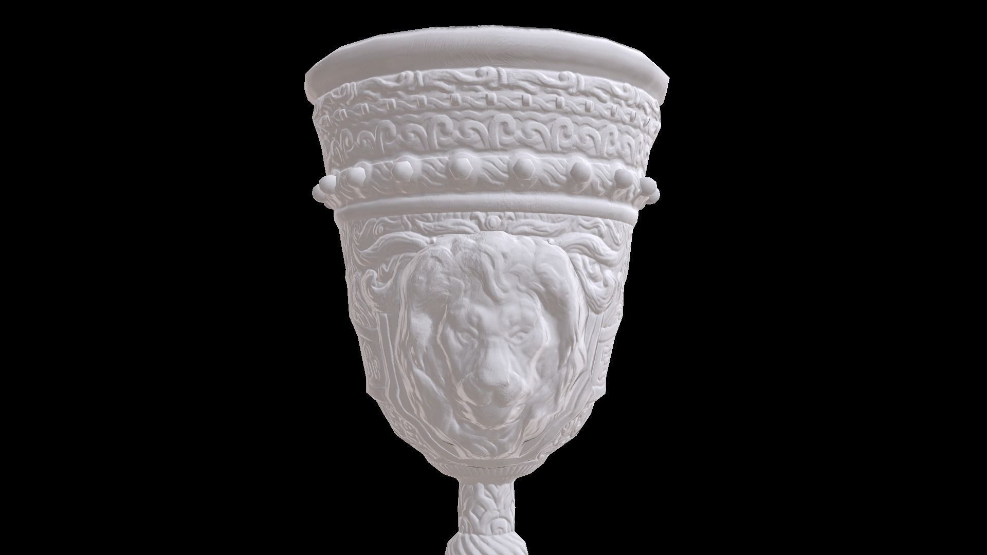 The Old Goblet with lion design and red stones Low-poly 3D model_26