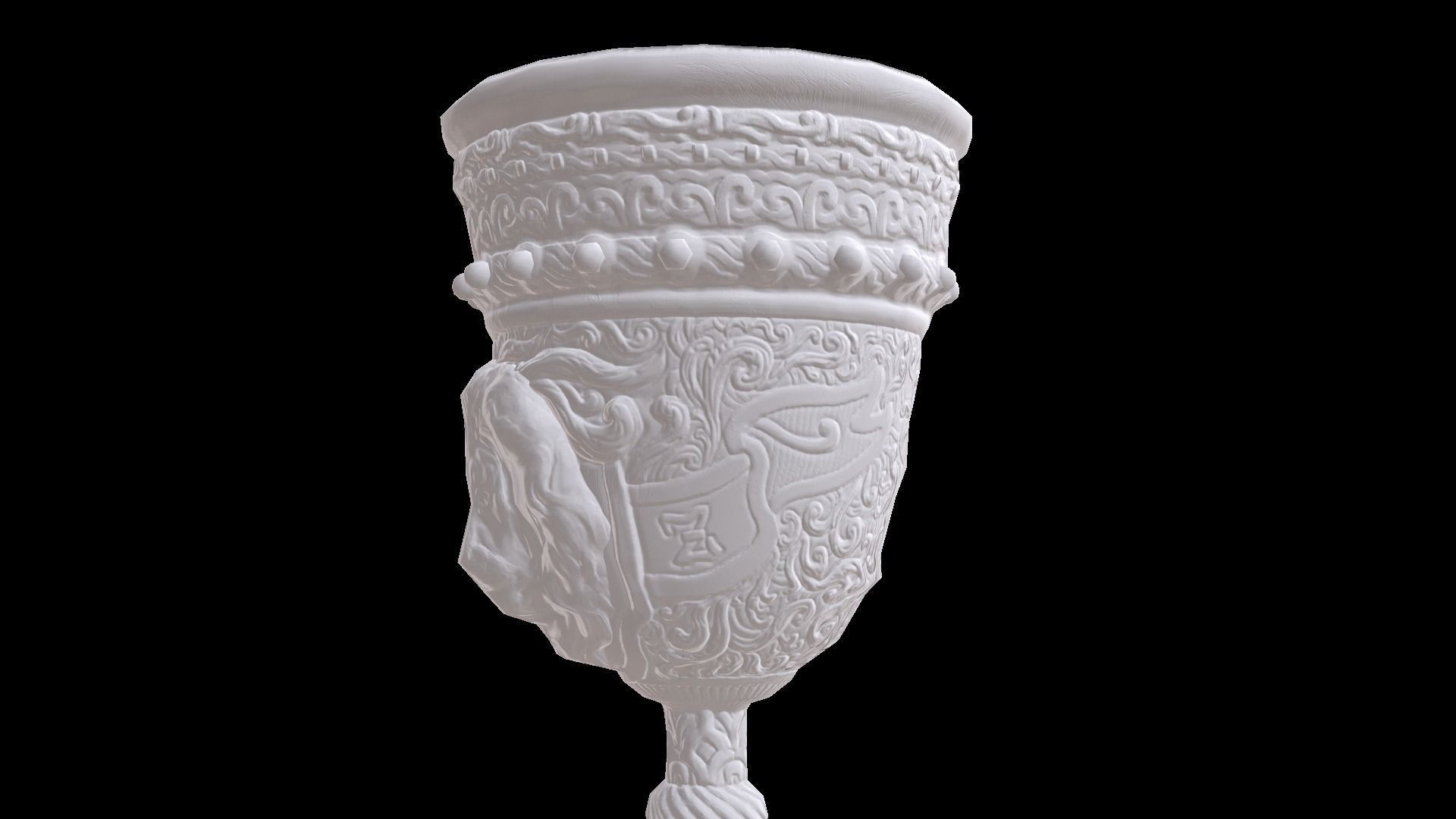 The Old Goblet with lion design and red stones Low-poly 3D model_24