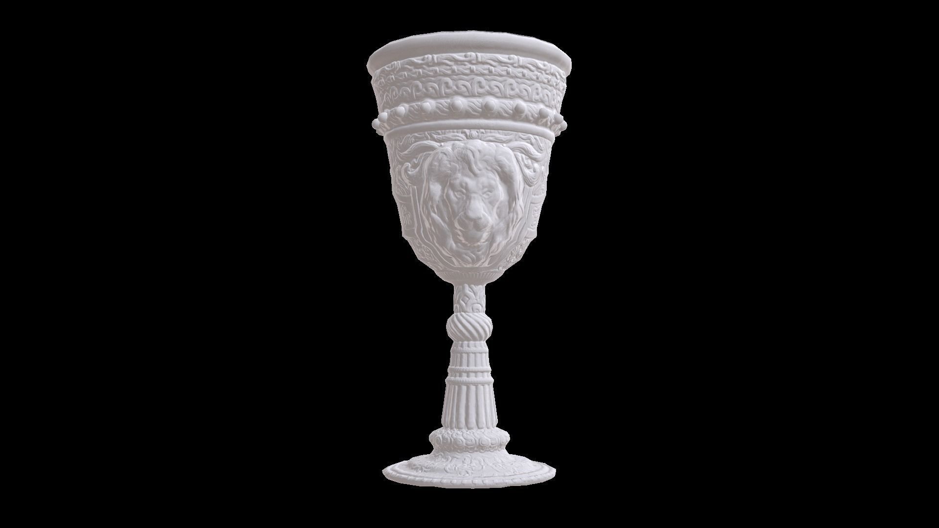 The Old Goblet with lion design and red stones Low-poly 3D model_29
