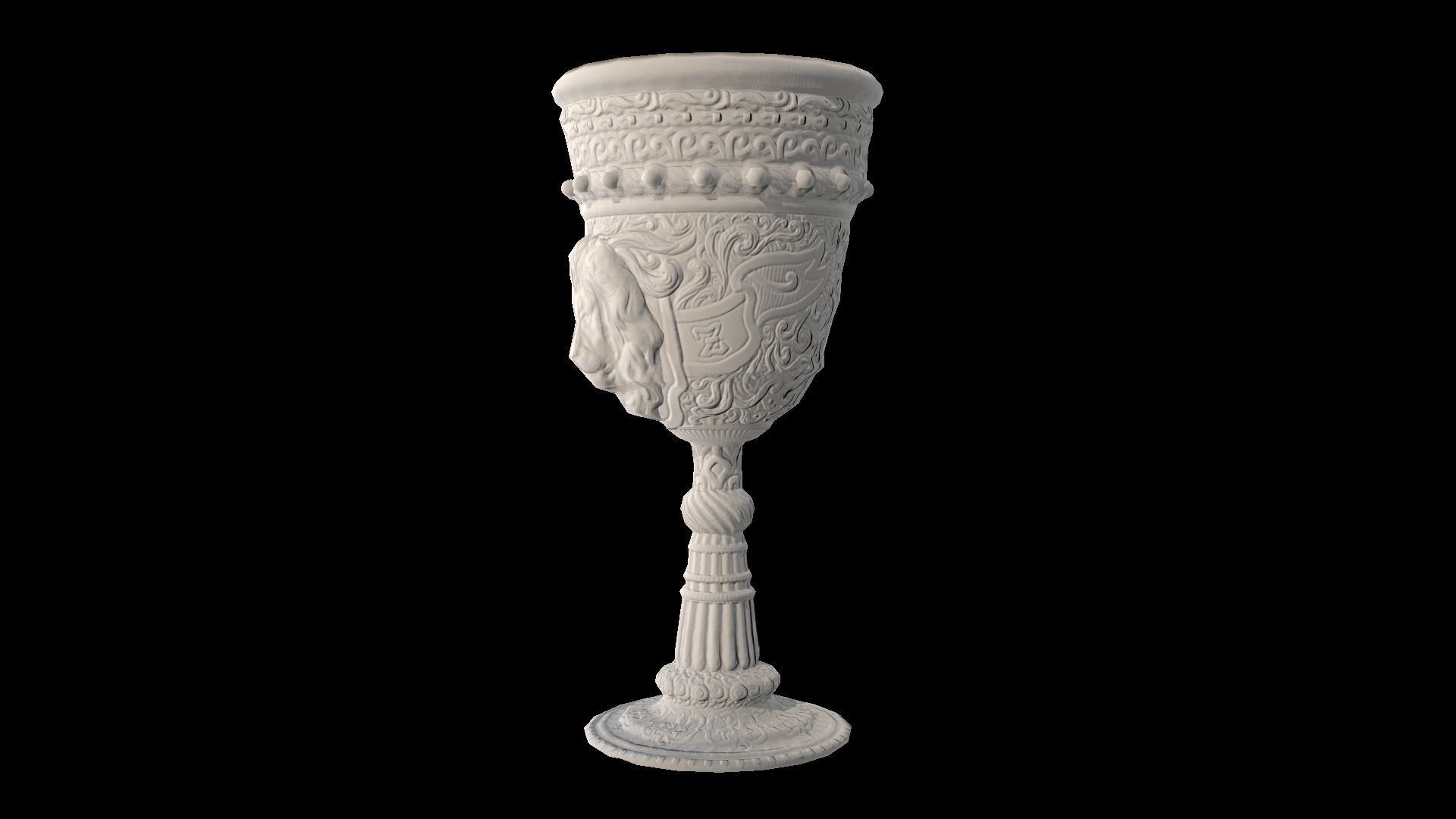 The Old Goblet with lion design and red stones Low-poly 3D model_22