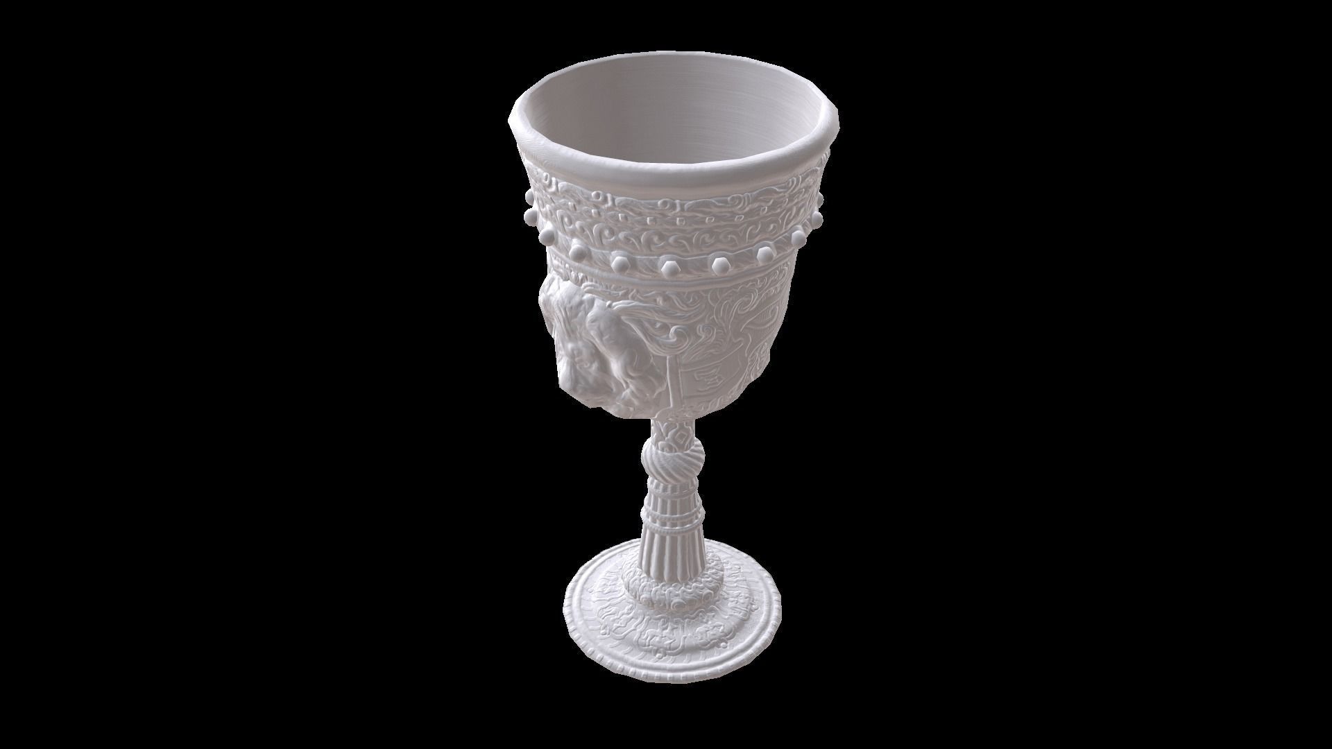 The Old Goblet with lion design and red stones Low-poly 3D model_31