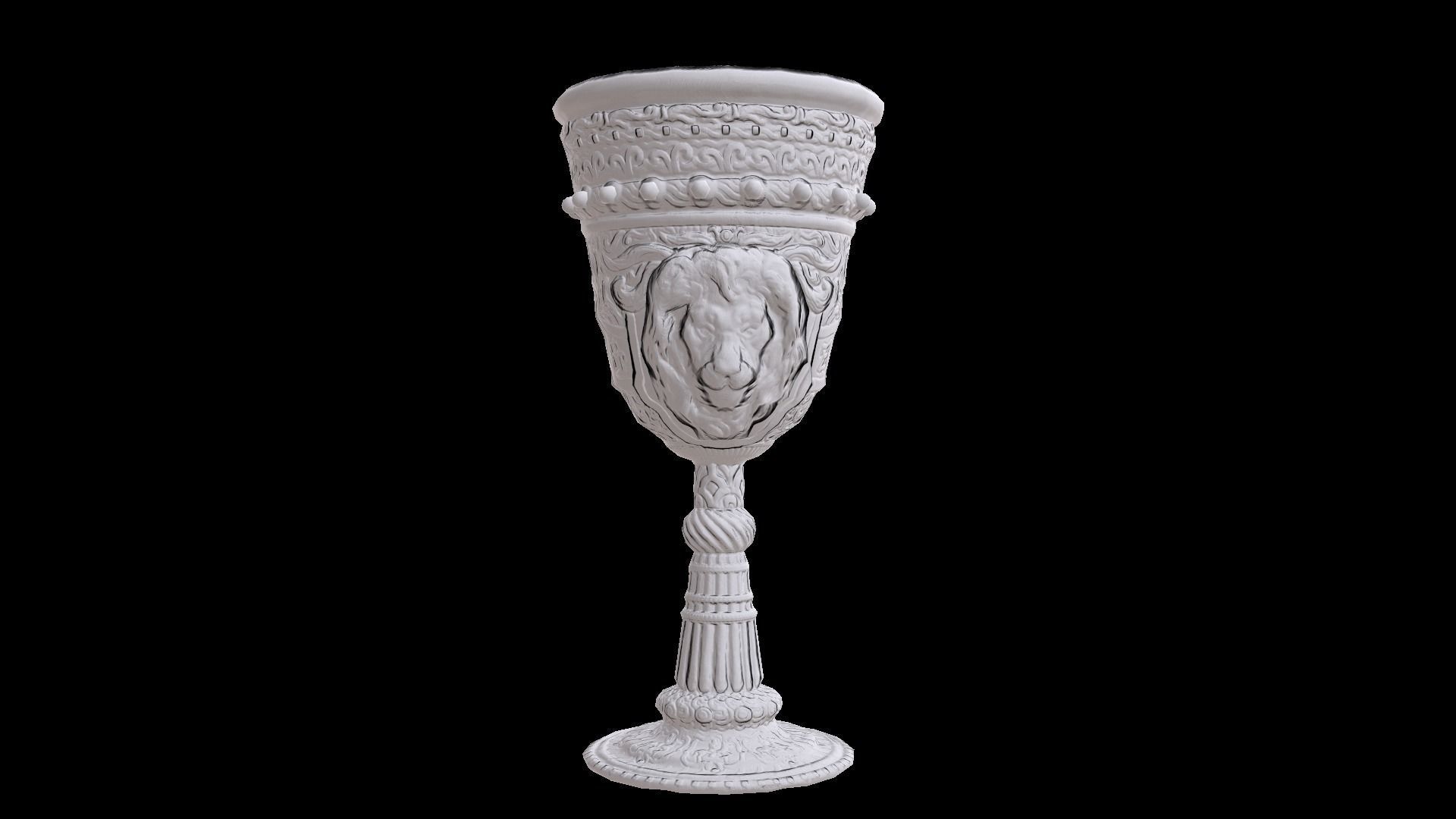 The Old Goblet with lion design and red stones Low-poly 3D model_25